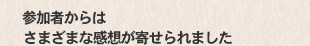 参加者からはさまざまな感想が寄せられました