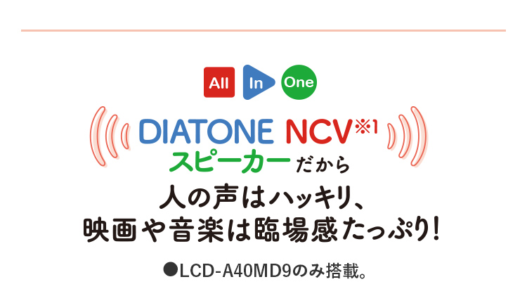 DIATONE NCVスピーカーだから人の声はハッキリ、映画や音楽は臨場感たっぷり!