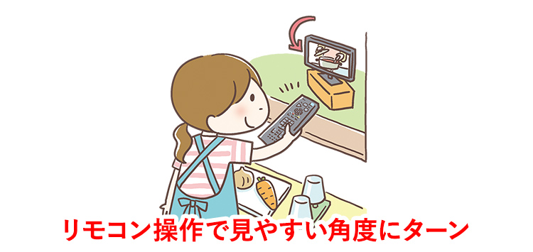 リモコン操作で見やすい角度にターン