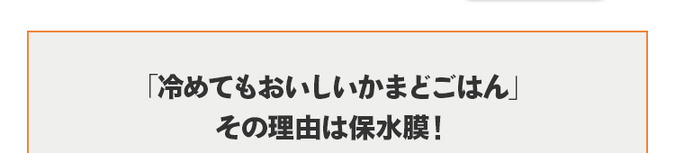 「冷めてもおいしいかまどごはん」その理由は保水膜！
