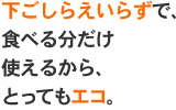 下ごしらえいらずで、食べる分だけ使えるから、とってもエコ。