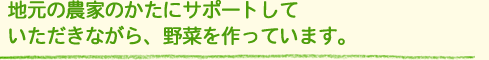 地元の農家のかたにサポートしていただきながら、野菜を作っています。