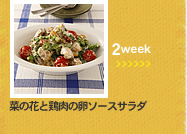 2week;菜の花と鶏肉の卵ソースサラダ