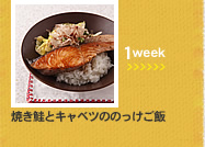 1week;焼き鮭とキャベツののっけご飯