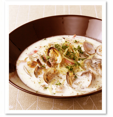 クラムチャウダースープパスタ