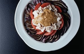 なすと豚肉のごまだれ風味