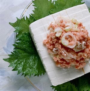 明太子とねぎ炒めのせ冷ややっこ