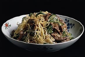 きゅうり、もやしと牛肉のあえもの