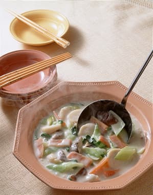 帆立てと青梗菜のミルクあん