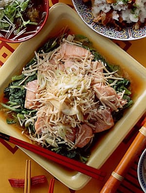 小松菜と生鮭の蒸し煮
