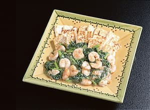豆腐ステーキ　えび入りあんかけ