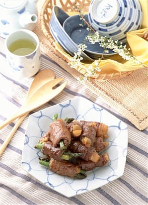 うどとアスパラの牛肉巻き