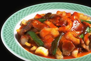 新玉ねぎと豚肉のチリソース煮