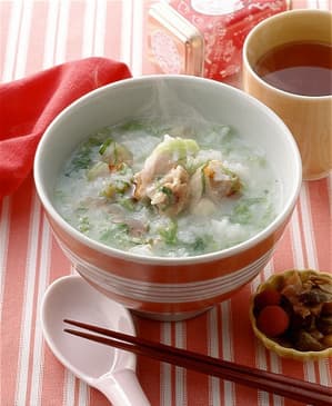 レタスと鶏肉のおかゆ