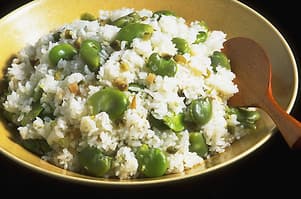 そら豆とザーサイの混ぜご飯