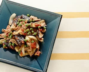 豚肉、なす、グリンピースのトマト炒め