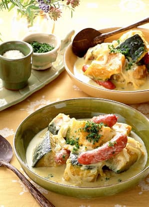かぼちゃとソーセージのクリーム煮