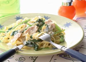ツナとほうれん草のクリームソース（フェトチーネ）