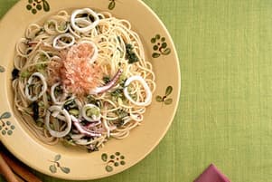 いかと野沢菜のスパゲティ