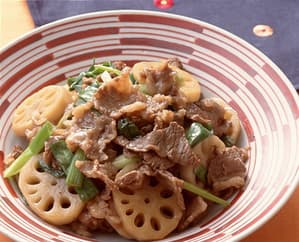 れんこんと牛肉の甘辛煮