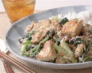 小松菜と豆腐のチャンプルー風