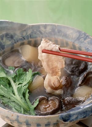 大根と干ししいたけの豚しゃぶ鍋