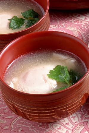 落とし卵の汁もの