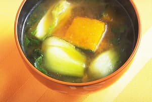 青梗菜とかぼちゃのみそ汁