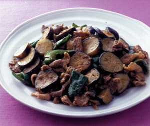 なすと豚肉の甘辛みそ炒め