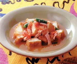 いんげんと厚揚げのトマト煮