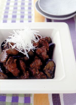 鶏レバーとなすのみそ炒め