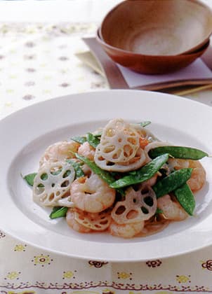 えびと野菜の塩味炒め
