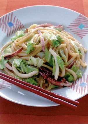 いかとキャベツの焼きうどん