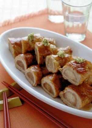 うどの豚肉巻き照り焼き