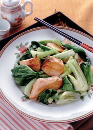 鮭と青梗菜の炒めもの