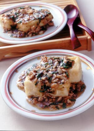 揚げだし豆腐の豚にらあんかけ