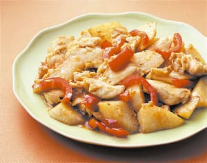 鶏肉と長いものピリ辛炒め