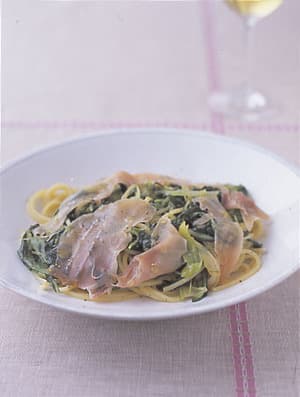 水菜と九条ねぎのパスタ
