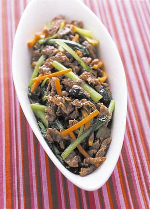 牛肉と小松菜の炒めもの