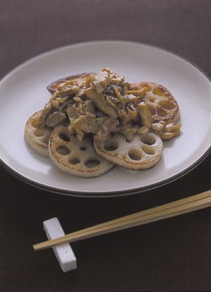 れんこんソテー 豚肉ソース