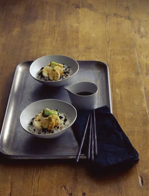 焼き野菜のわさびオリーブしょうゆ丼