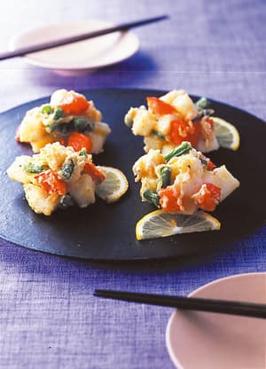 いかと赤ピーマンのかき揚げ