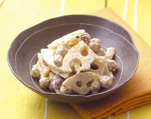 れんこんと豆のみそマヨあえ