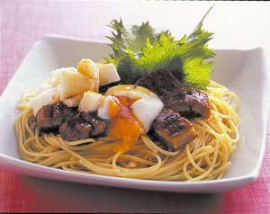 うなぎと長いもの和風スパゲティ