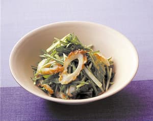 水菜とちくわのわさび酢みそあえ