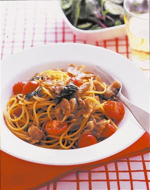 豚肉とプチトマトの和風スパゲティ
