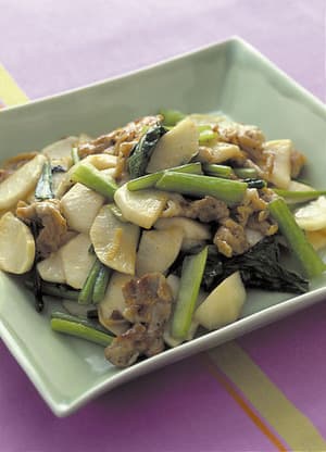 かぶと豚肉の炒めもの