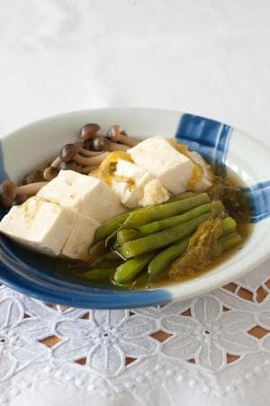 いんげんと豆腐のとろろ昆布煮