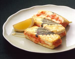 豆腐の明太はさみ焼き