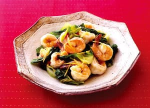 えびと青梗菜のしょうが炒め